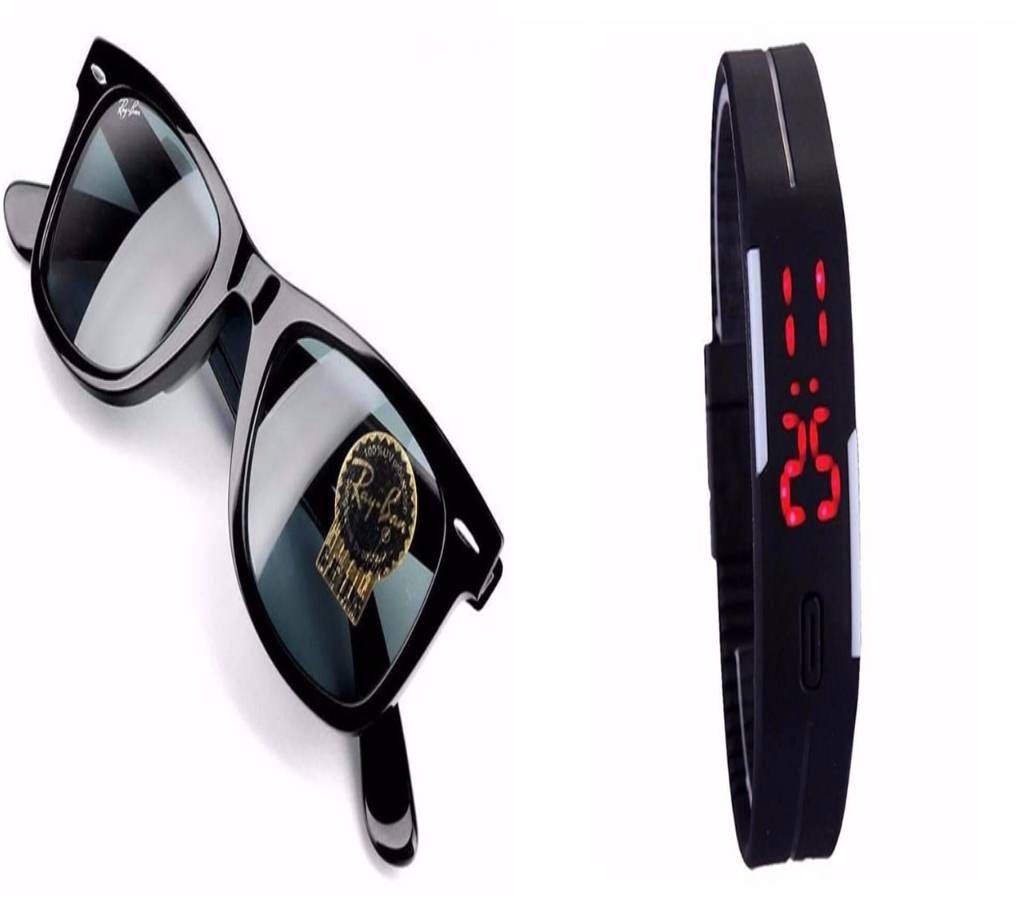 RAY BAN SUNGLASS+LED WATCH COMBO