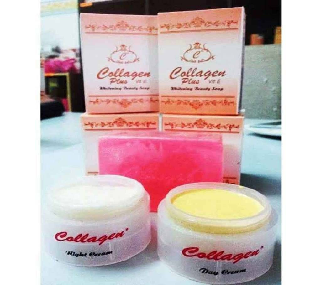 Collagen Plus Vit E Day Cream + Night Cream + Soap Full Set (Indonesia)