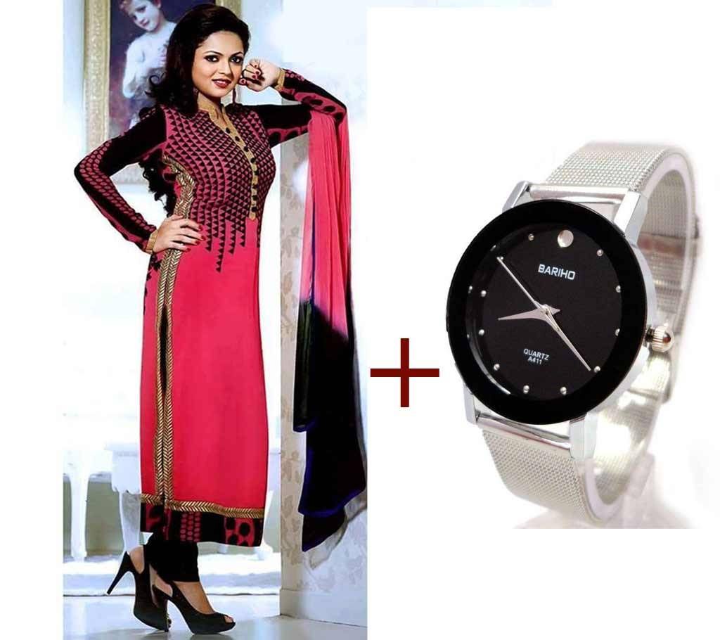 আনস্টিচড থ্রি পিস+ Bahiro ladies watch combo 