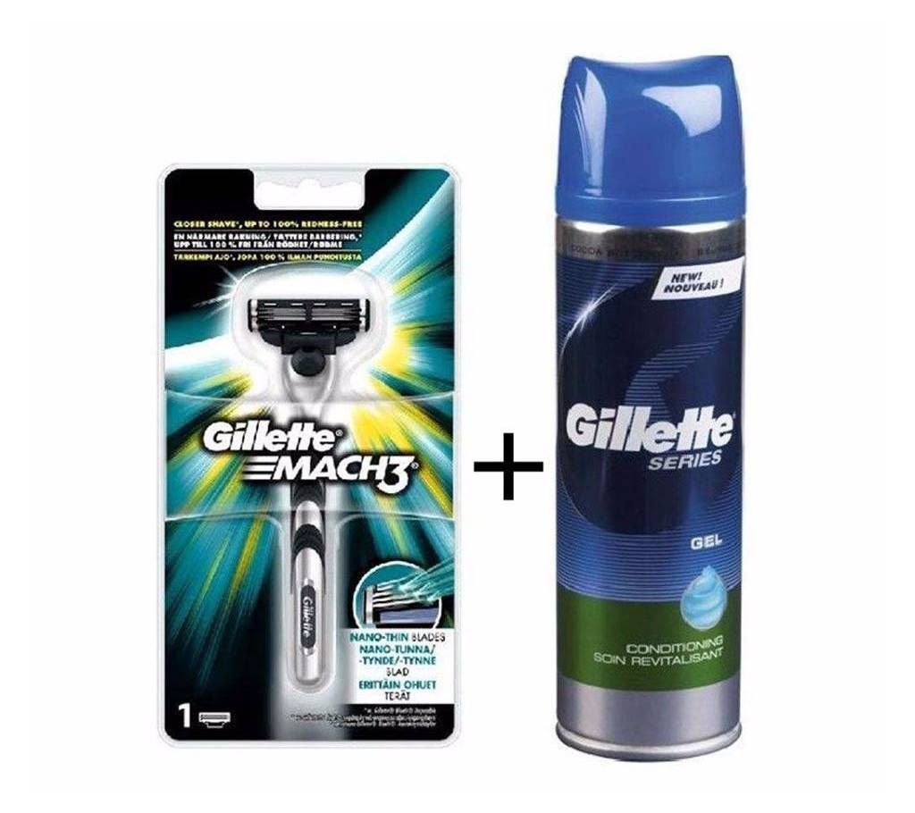 Gillette Shaving Gel+Mach3 Shaving razar combo offer