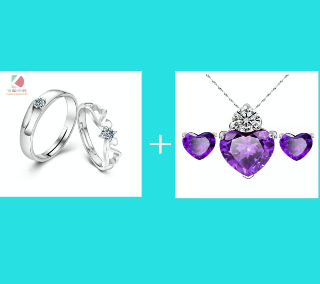 Couple Ring And  Jewellery Set Combo Offer