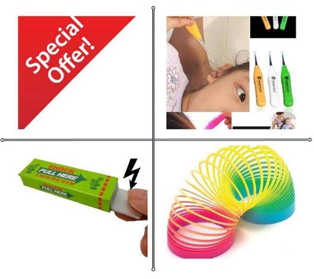 Combo of Ear Cleaner + Shock Chewing Gum + Rainbow Toy