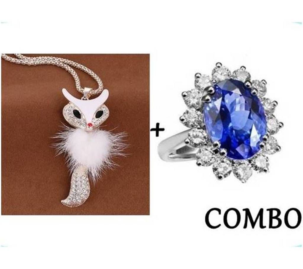 Combo of Fox Women Necklace & Princess Diana Finger ring