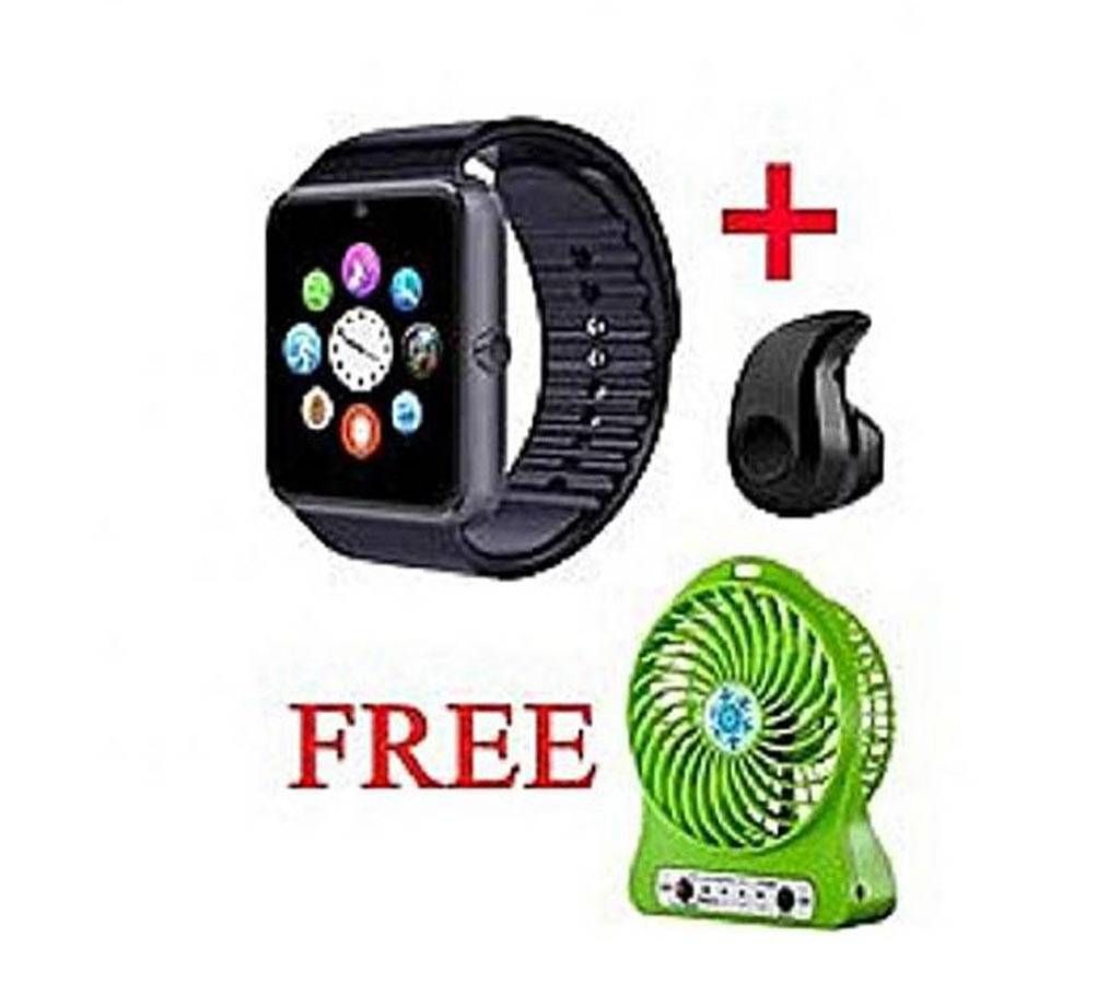 GT08 Smart Watch+Mini Bluetooth Headset+Mini USB Fan (Combo)