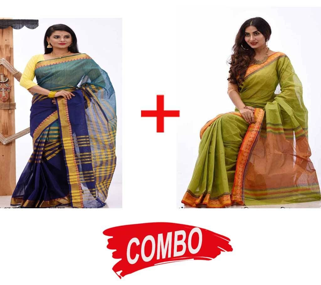 Multicolour Cotton Saree + Cotton Saree Combo Offer