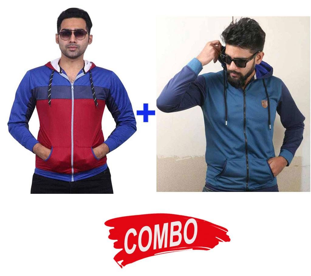 Menz full sleeve Hoddie-Red + Hoodie for men - Patrol Blue Combo Offer