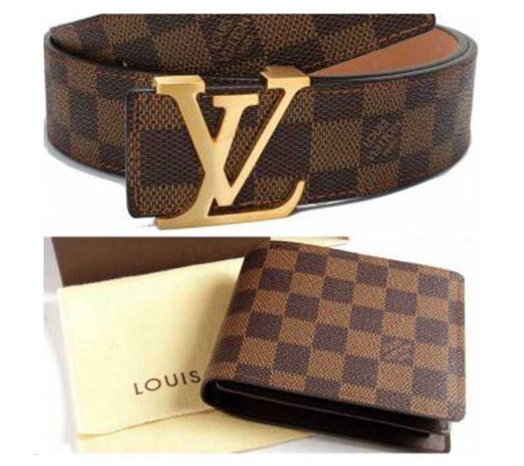 LV Leather Wallet+Louis Vuitton Belt  for Men
