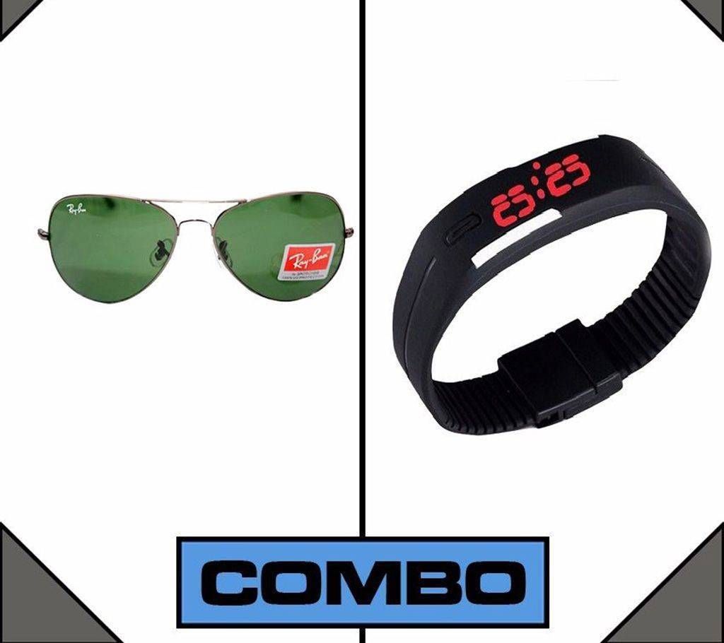 LED watch+ Ray Ban sunglasses for men (copy) combo  