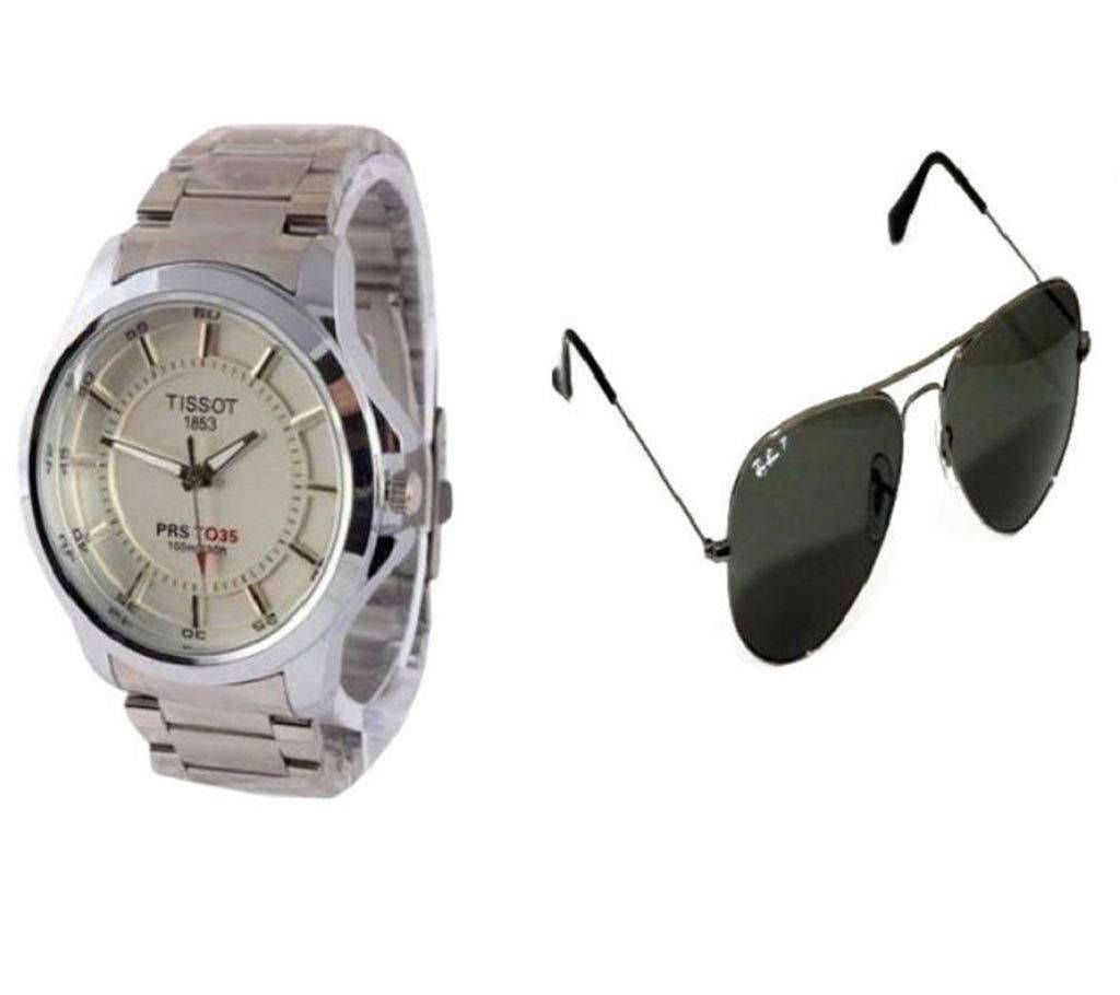 Tissot gents watch and Ray Ban gents sunglasses combo 