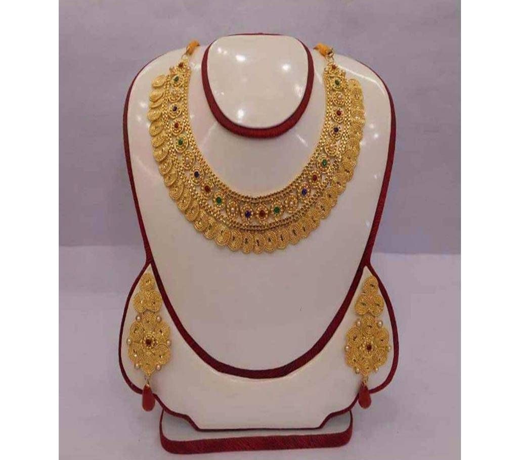 Matching Ear ring with Gold Plated Necklace