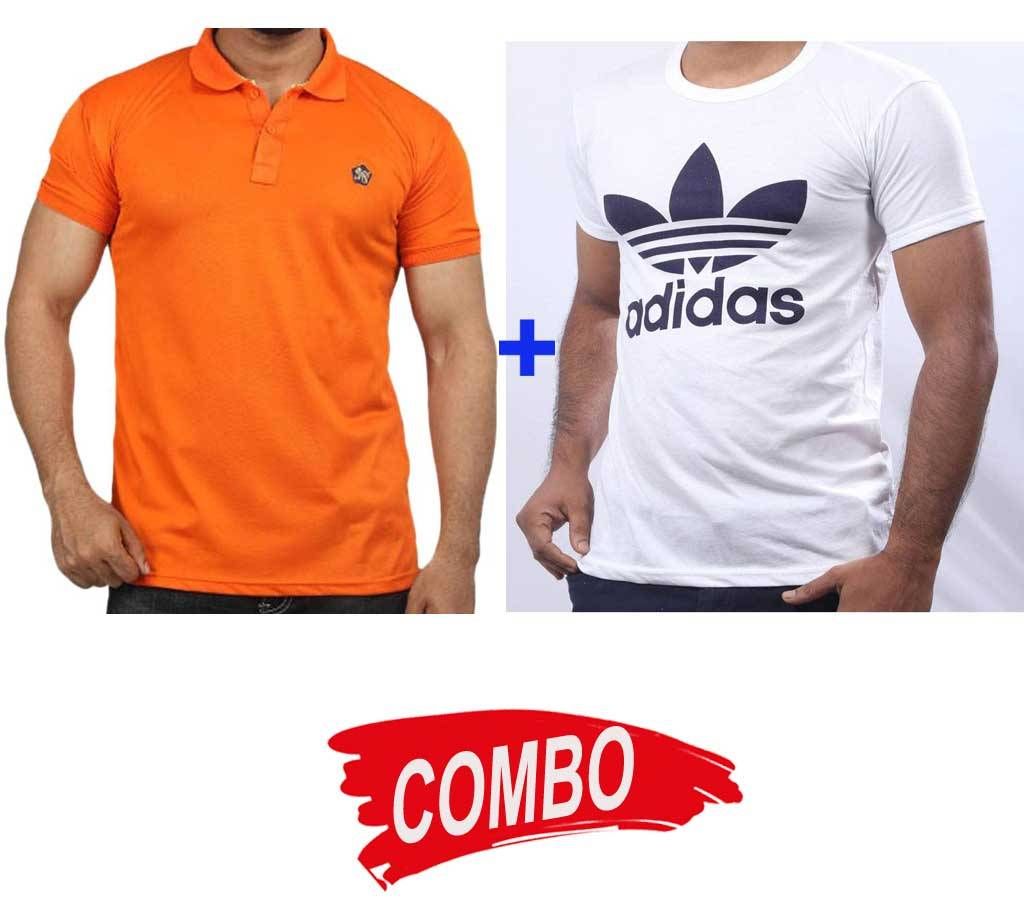 Half Slip Polo Shirt For Men + Men's half sleeve T- shirt Combo Offer