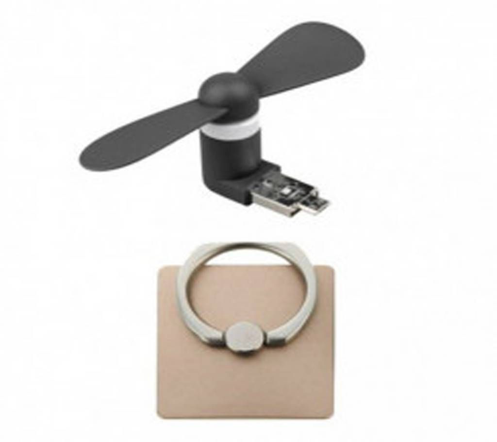 Combo of Micro USB Fan & Ring Stand