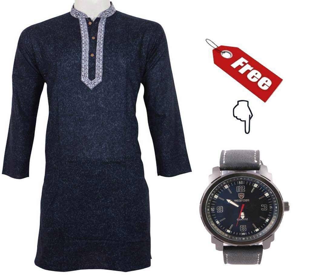 Jantts Cotton Punjabi with Free Gentle's Watch