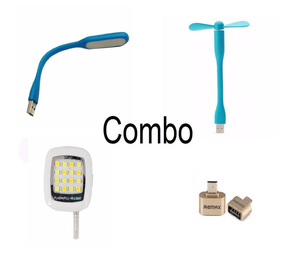 LED USB Light, USB Fan, OTG Converter & Selfie Flash Light Combo Offer