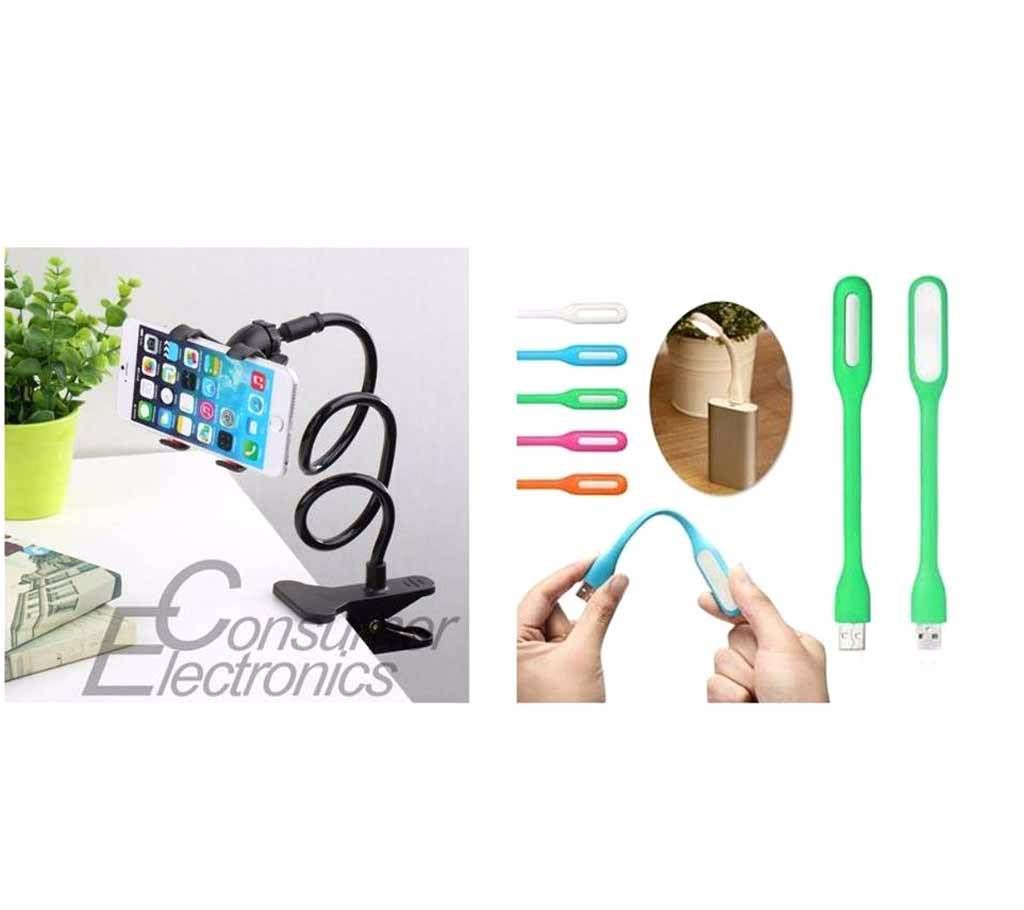 Combo Mobile Phone Holder & Mini LED Light