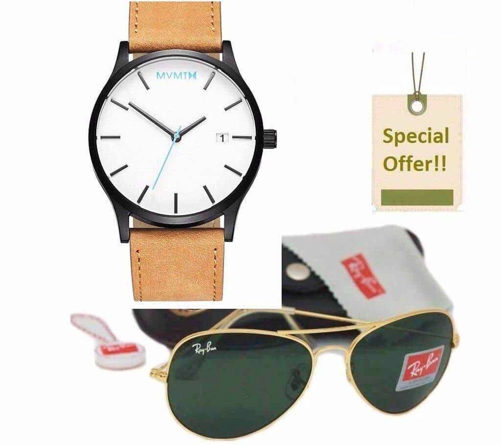 MVMTM men's watch- copy+RAYBAN copy sunglasses combo 
