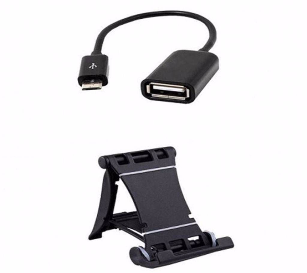 Multi Mobile Tablet Stand & Micro USB OTG Cable Combo