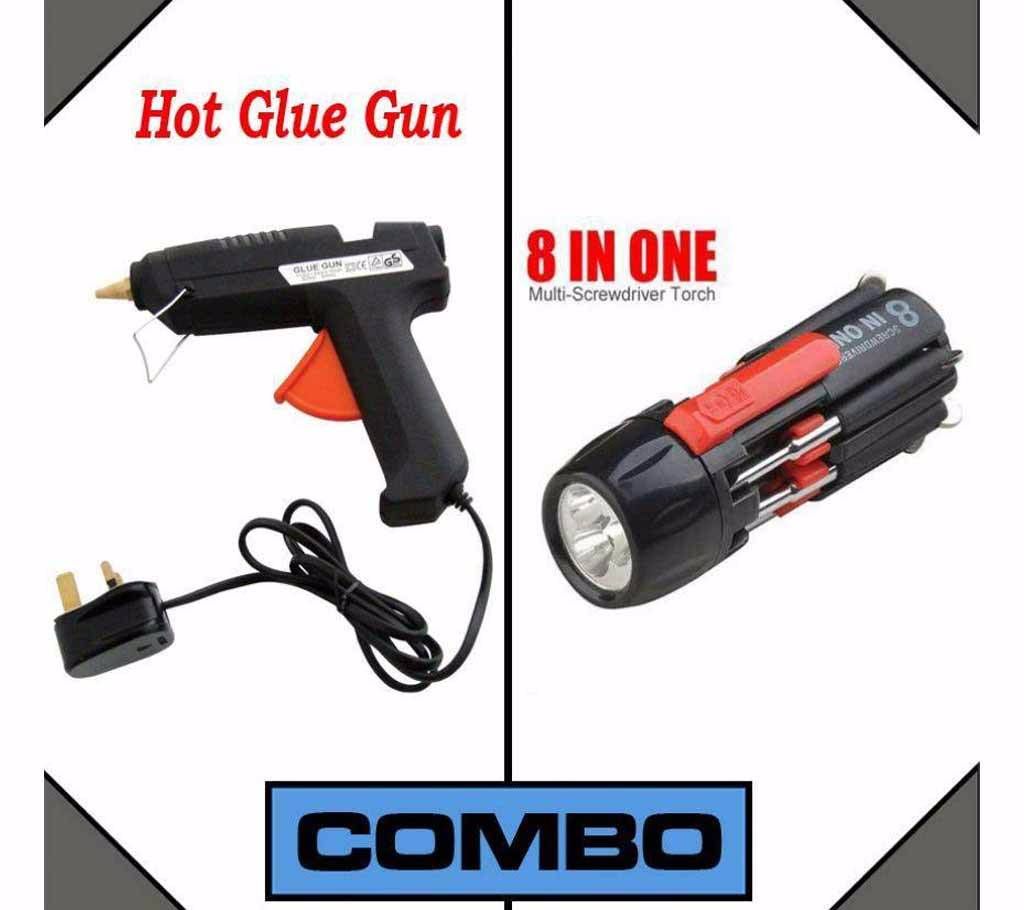 Hot Melt Glue Gun + 8 in 1 Screw Driver Combo Offer