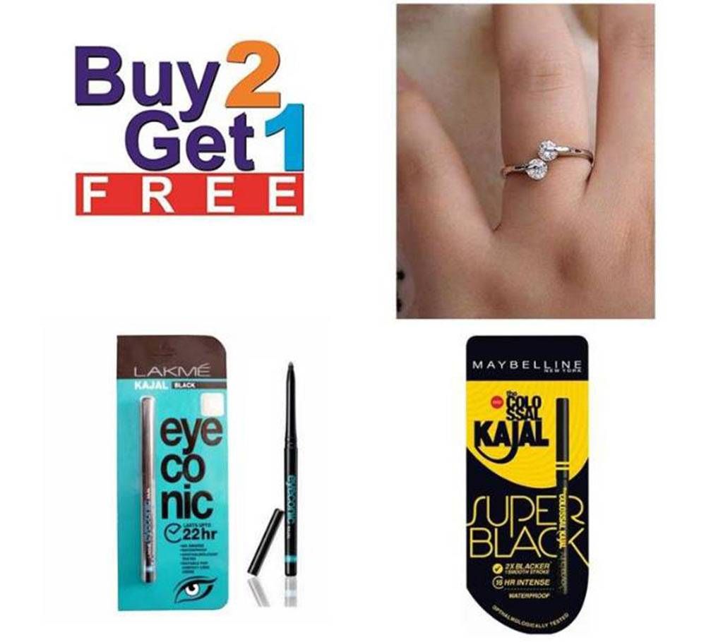 Buy Two Finger Ring + Eyeconic Kajal Get One Maybelline Colossal Kajal
