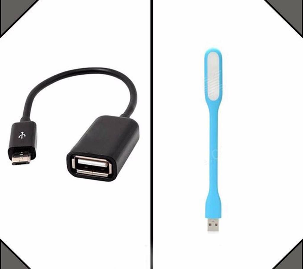 Combo of USB OTG Cable + USB Flash Light
