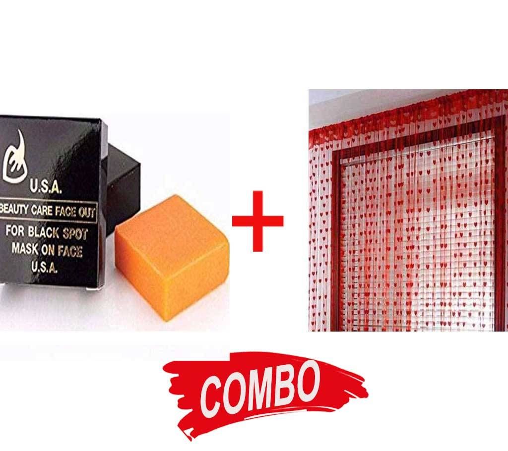 Handloomhub Red Heart Net Curtain + USA Beauty Care Whitening Soap Combo Offer