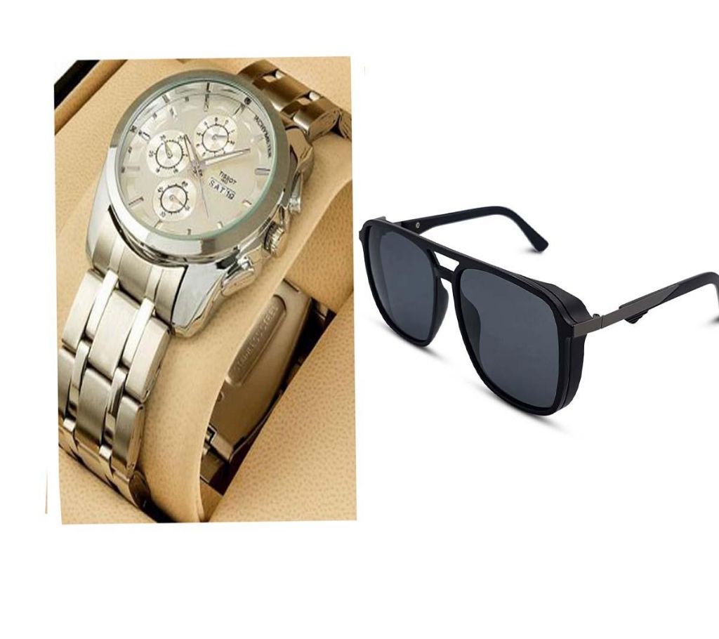 Mens wristwatch + Sunglass combo offer (Combo 2)