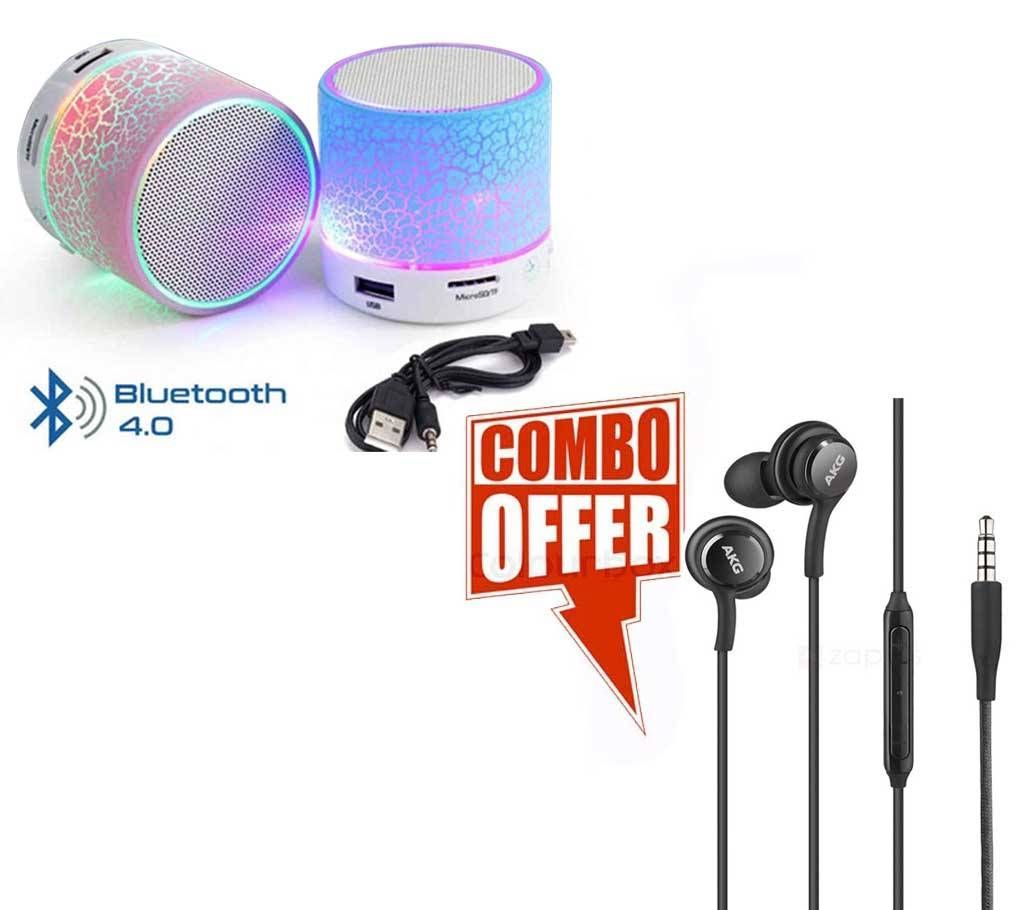 Portable wareless bluetooth mini speaker+AKG headphone - combo