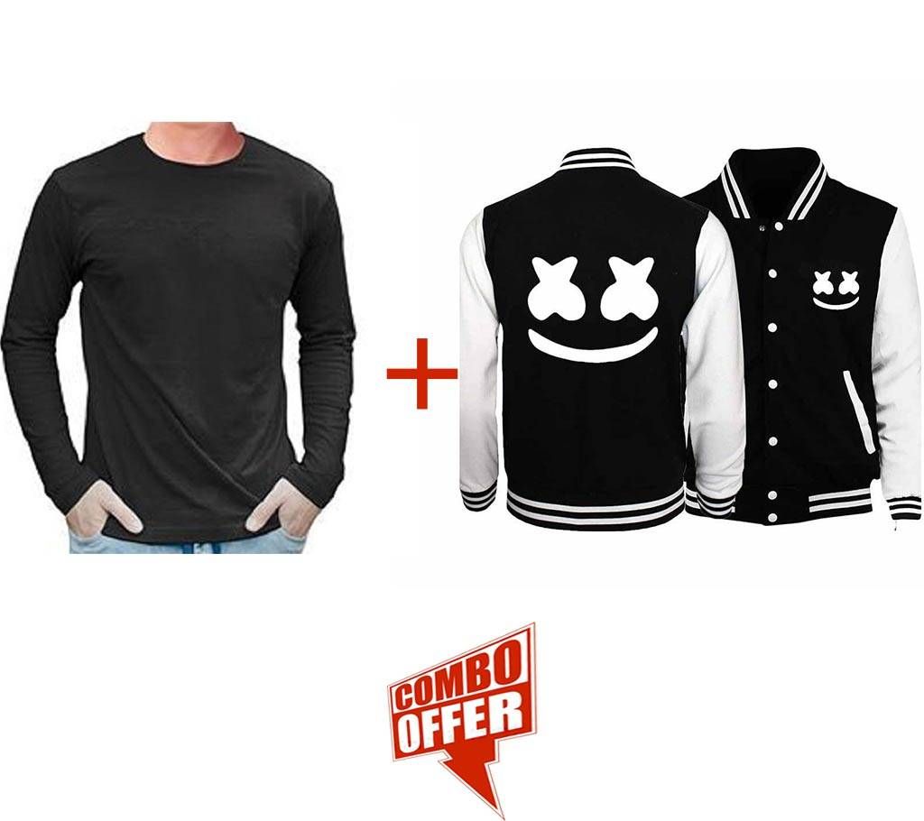 Mens Winter Jacket  -Marshmello - OKB + Full Sleeve T shirt Vol 1 - 18 - DFW Combo Offer 