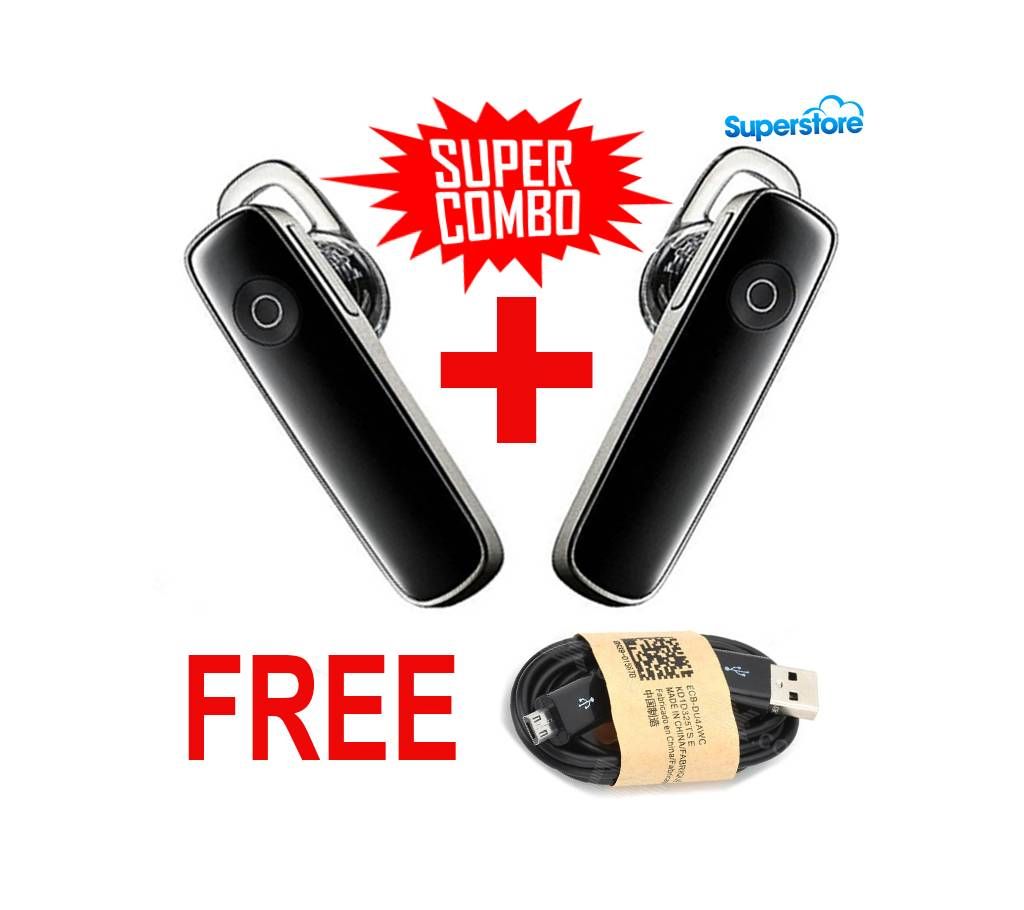 MK165 Bass Stereo Bluetooth Headset V 4.1 (2pis)+free USB Cable