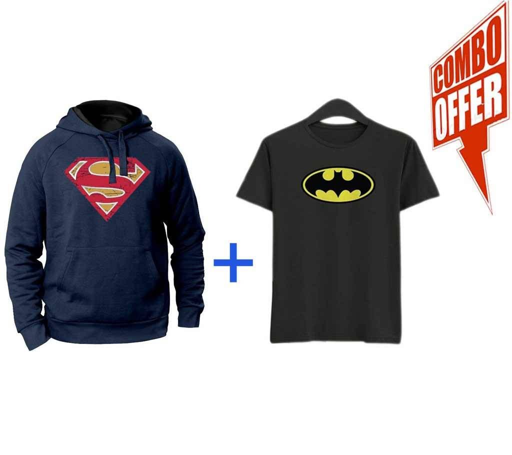 Hoodie for Men+Mens Cotton T-shirt combo Offer 