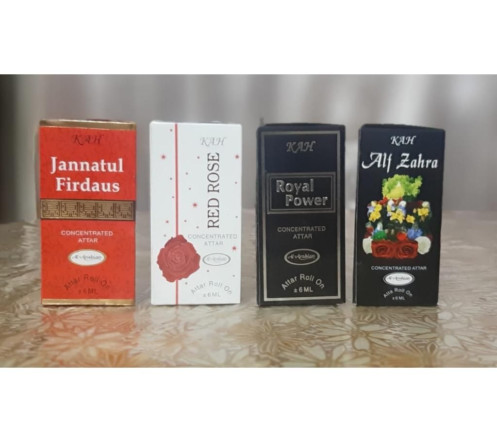 Jannatul Firdous, Red Rose, Royal Rower, Alf Zahra Perfume-4pcs-6ml-BD 
