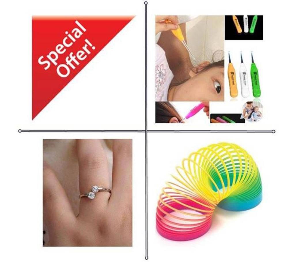 3 Pack of Combo Ear Cleaner + Finger Ring + Rainbow spring