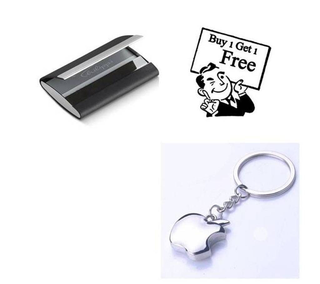 Buy One Credit Card Holder & Get One Metal Apple Key chain free