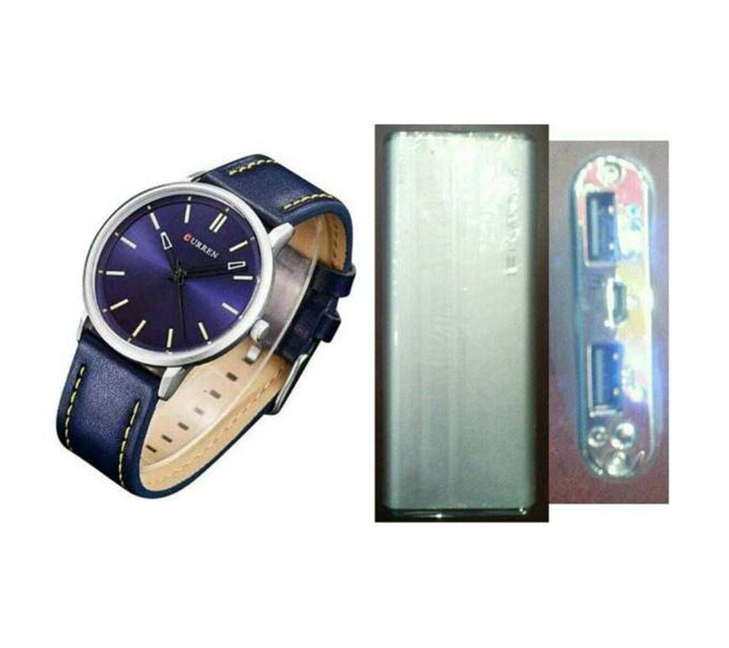 Curren Gents watch+10000mAh power bank combo