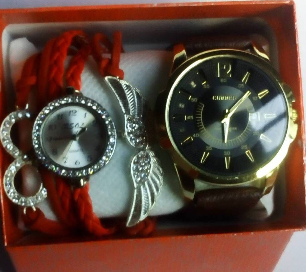Ladies bracelet watch+Curren gents watch combo 