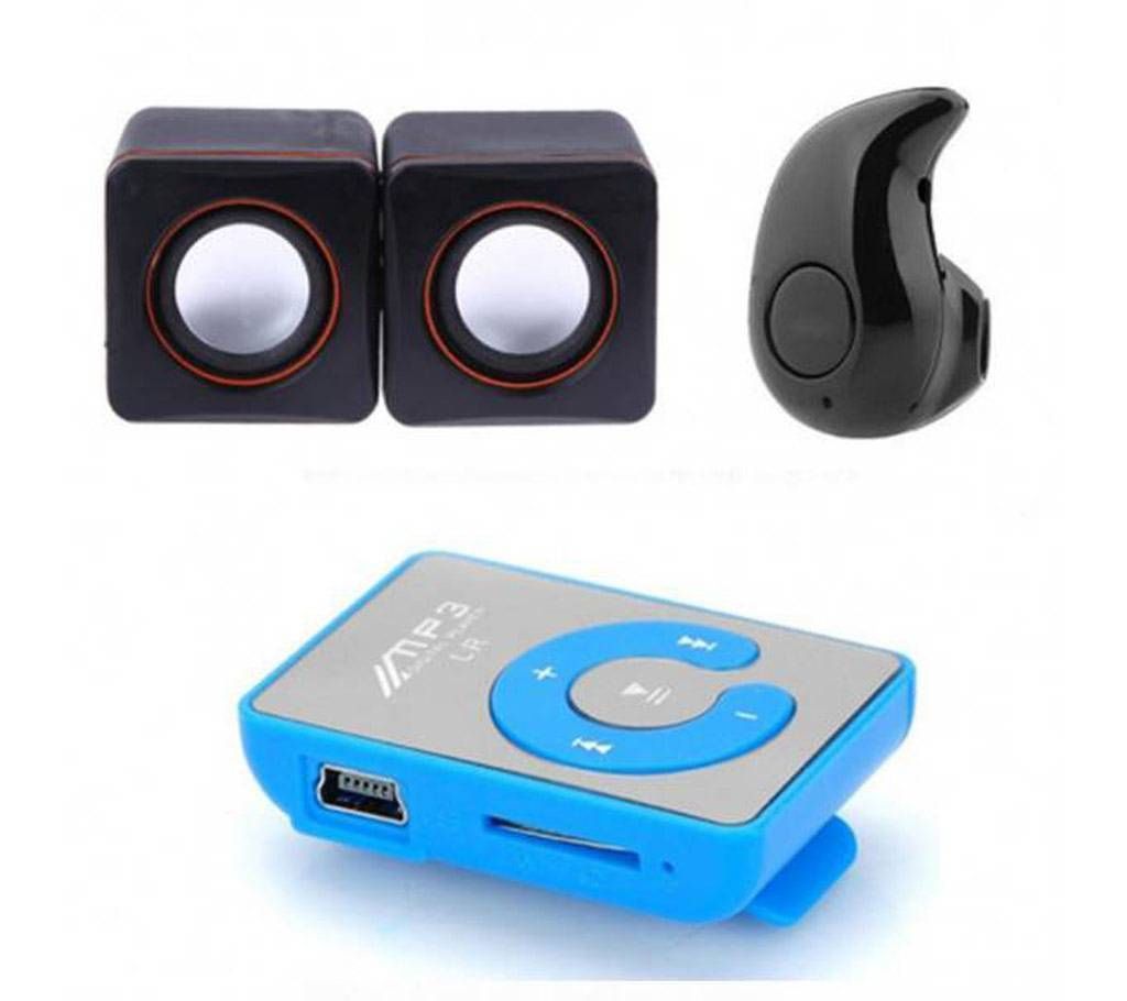 Mini USB Speaker + Wireless Blue-Tone Earphone Combo Offer