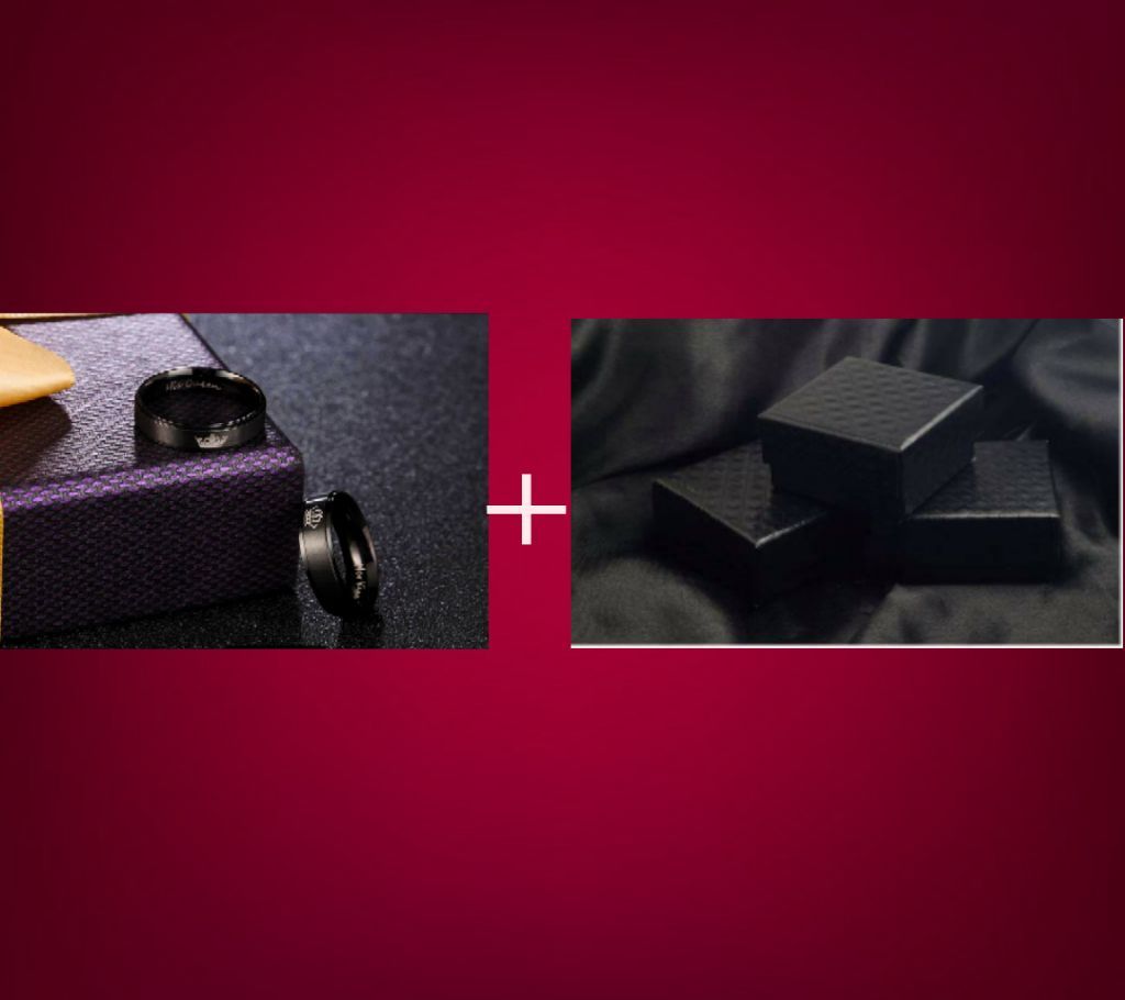 black King Queen    + Black Couple Ring Box Combo Offer