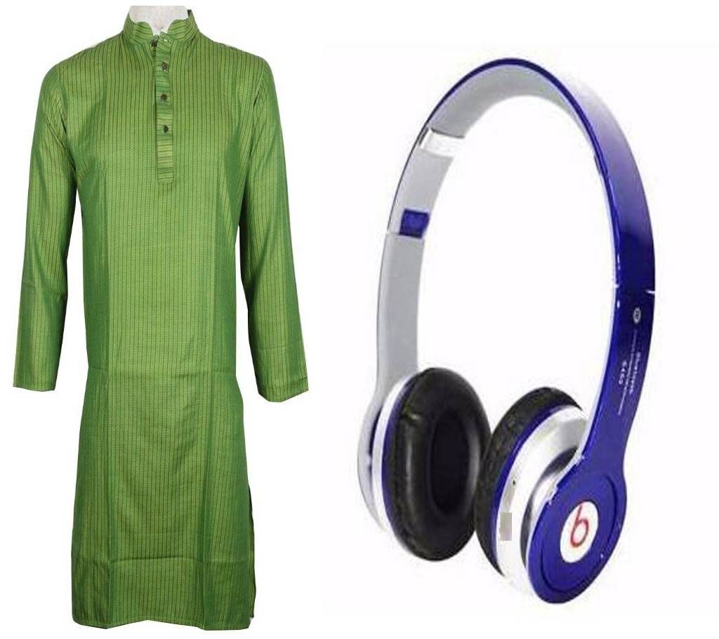 Burmese Cotton Punjabi for Men + Beats Solo 2 Wired Headphones