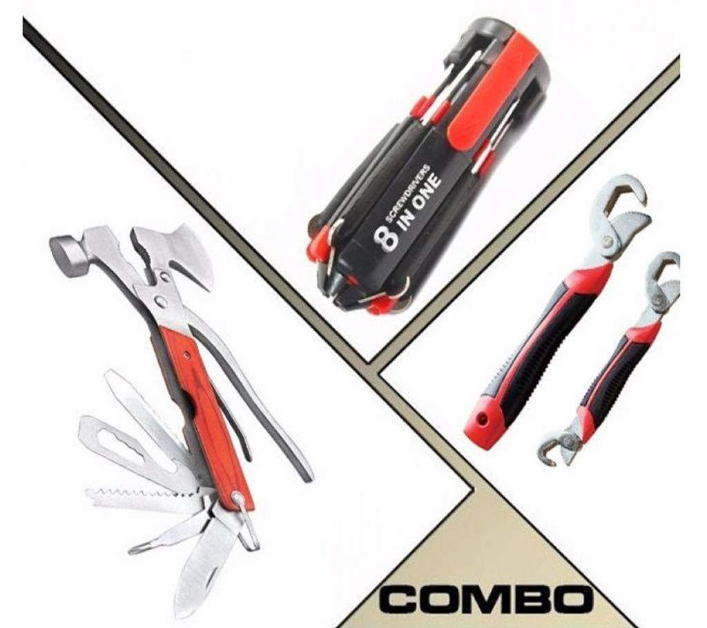 Snap N Grip Tool+Screw Driver+Hammer Combo 