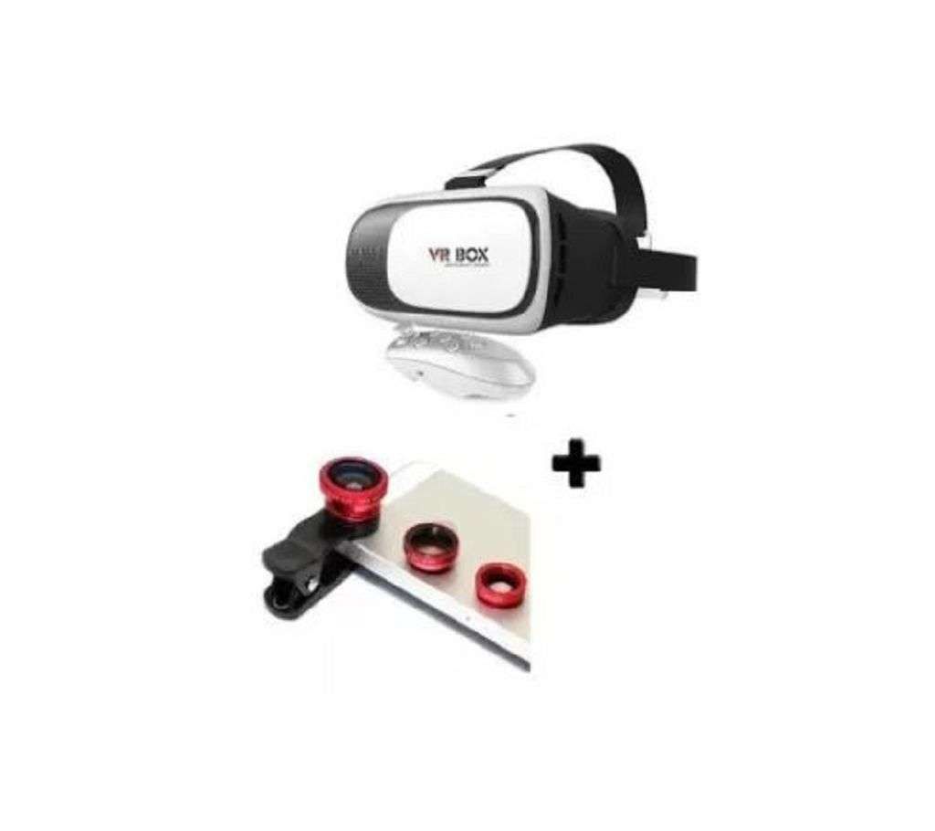  3D VR box with remote control+ Mobile Clip lense 
