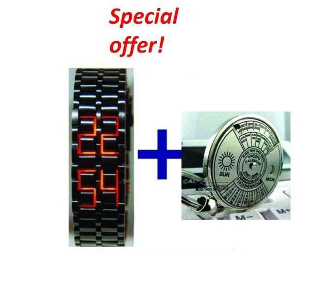 Samurai Men's Wrist Watch + 50 Year Calendar (Combo)