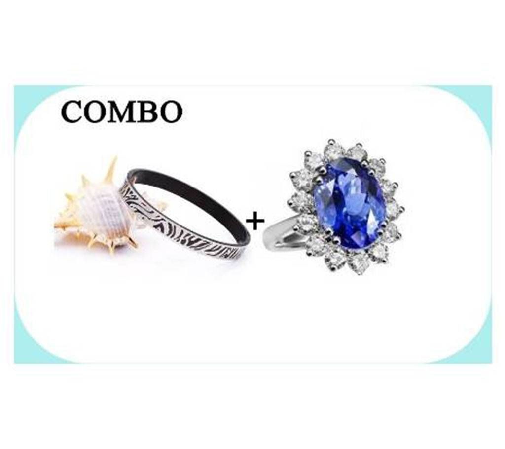 Combo of Stainless Steel Bracelet & Princess Diana Finger Ring