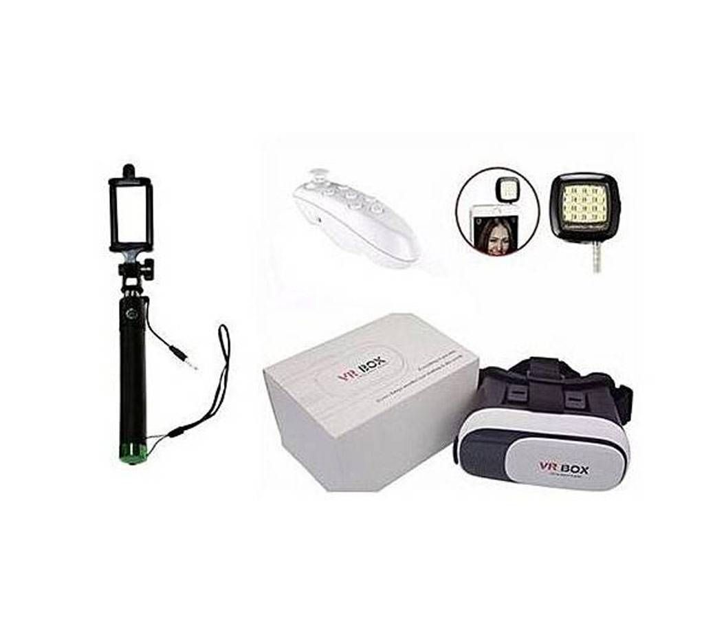 Combo of VR Box+VR Wireless Remote+Selfie Stick