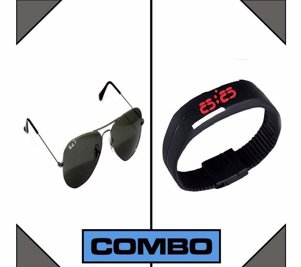 LED Watch  RayBan Sun glass Combo (Copy)