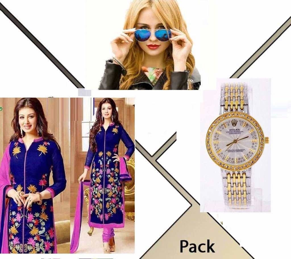sunglasses+ salwar kameez+ watch combo 
