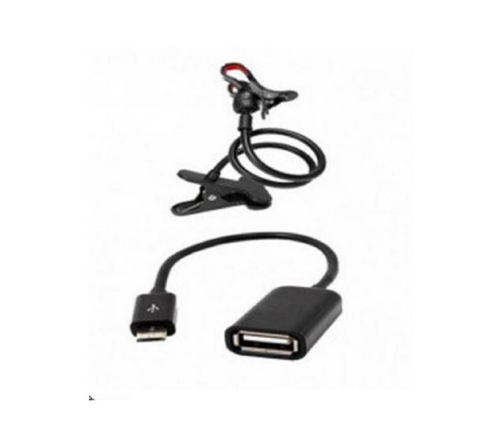 Combo of 360 degree rotate stand + micro usb otg cable