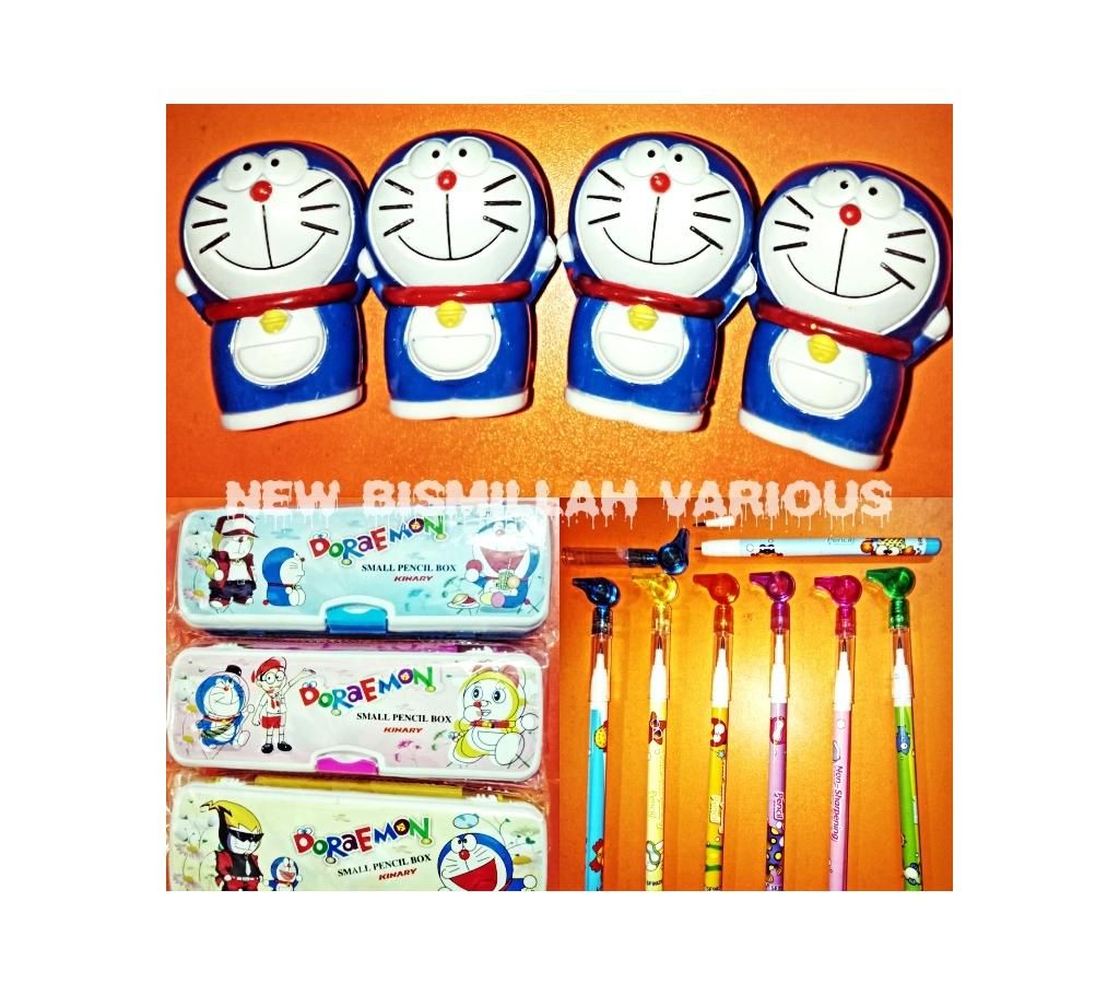 1pis Dorimon pencil sharpener, 1pis Dorimon pencil box,  1pis happy bear new model pencil.