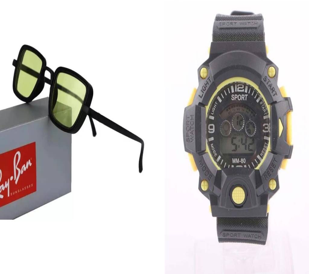 ray ban copy KABIR SINGH Sunglasses for Men + Kids Digital Watch
