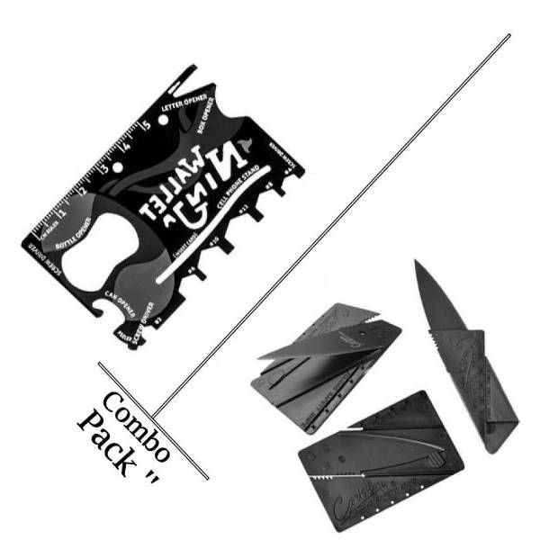 Credit Card Knife + 18 in 1 Pocket Tool Kit Combo