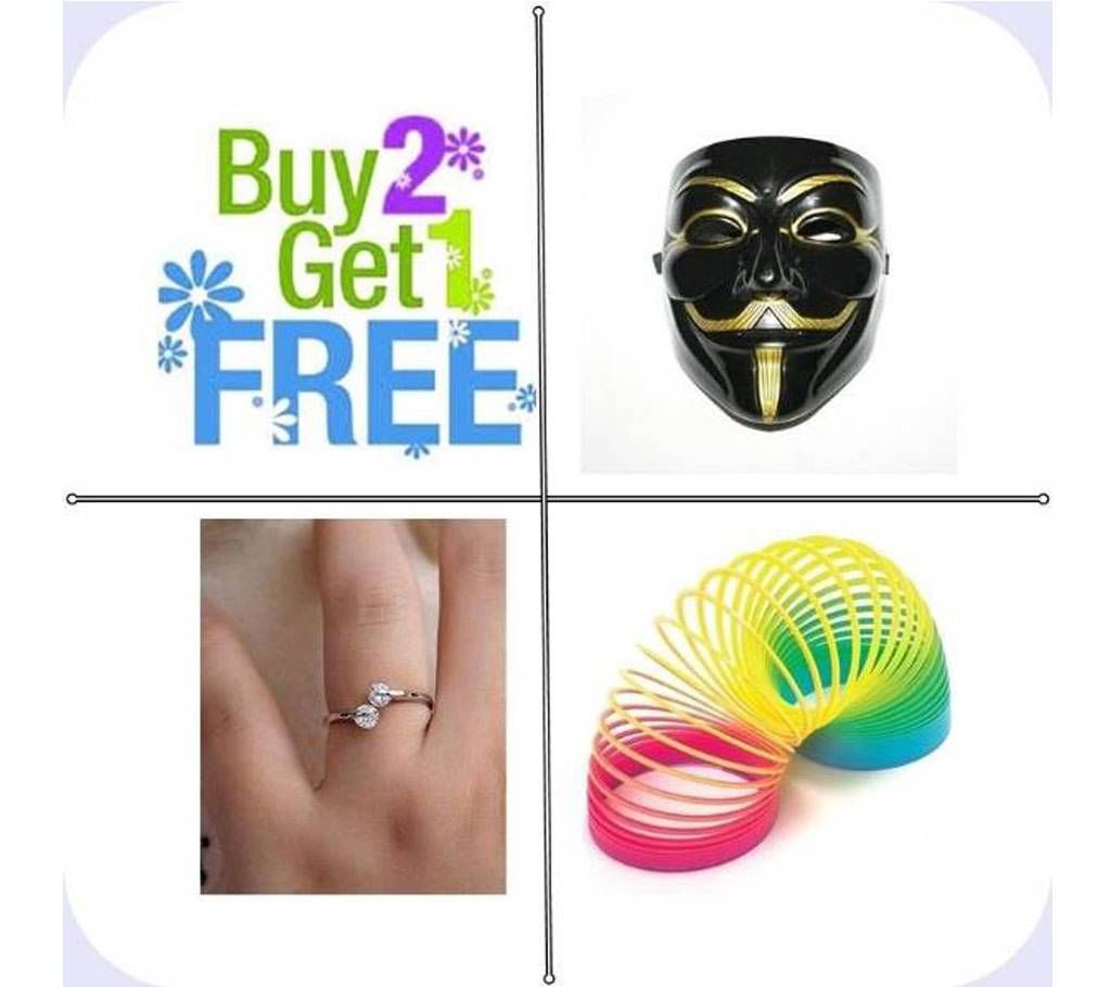 Vendetta Mask + Finger Ring + Toy Rainbow Spring Combo